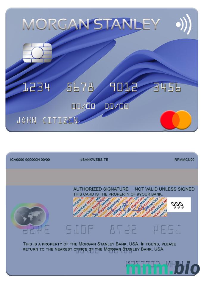 USA Morgan Stanley Bank przykład karty mastercard w formacie PSD